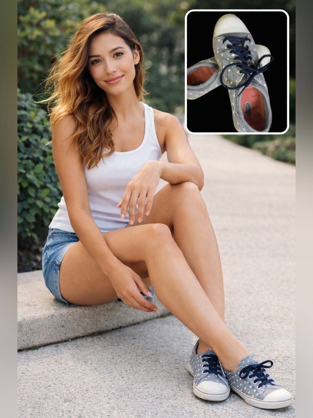 Dr. Scholl's Jamie Womens Sneakers Sz 6.5 Polka Dot Gray Navy Fashion Sneaker